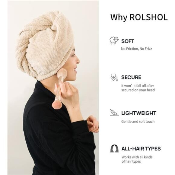 Extra Large 4 Pack Microfiber Hair Towel Wrap for Women Super Absorbent & Quick - Picture 4 of 8